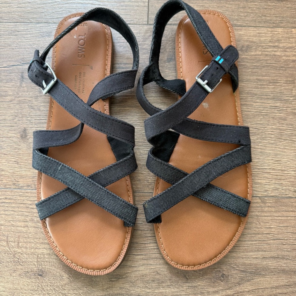 Toms Black and Grey Strappy Sandals - Picture 7 of 9